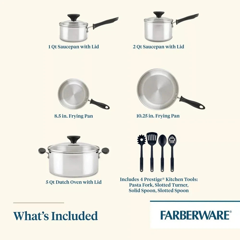 Reliance 12pc Stainless Steel Cookware Pot and Pan Set