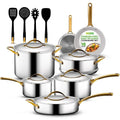 16 Pcs. Kitchenware Pots & Pans Set-Clad Kitchen Cookware, Non-stic